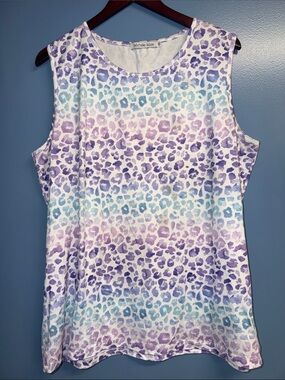Michele Lavender & Light Blue Ombre Leopard Tank